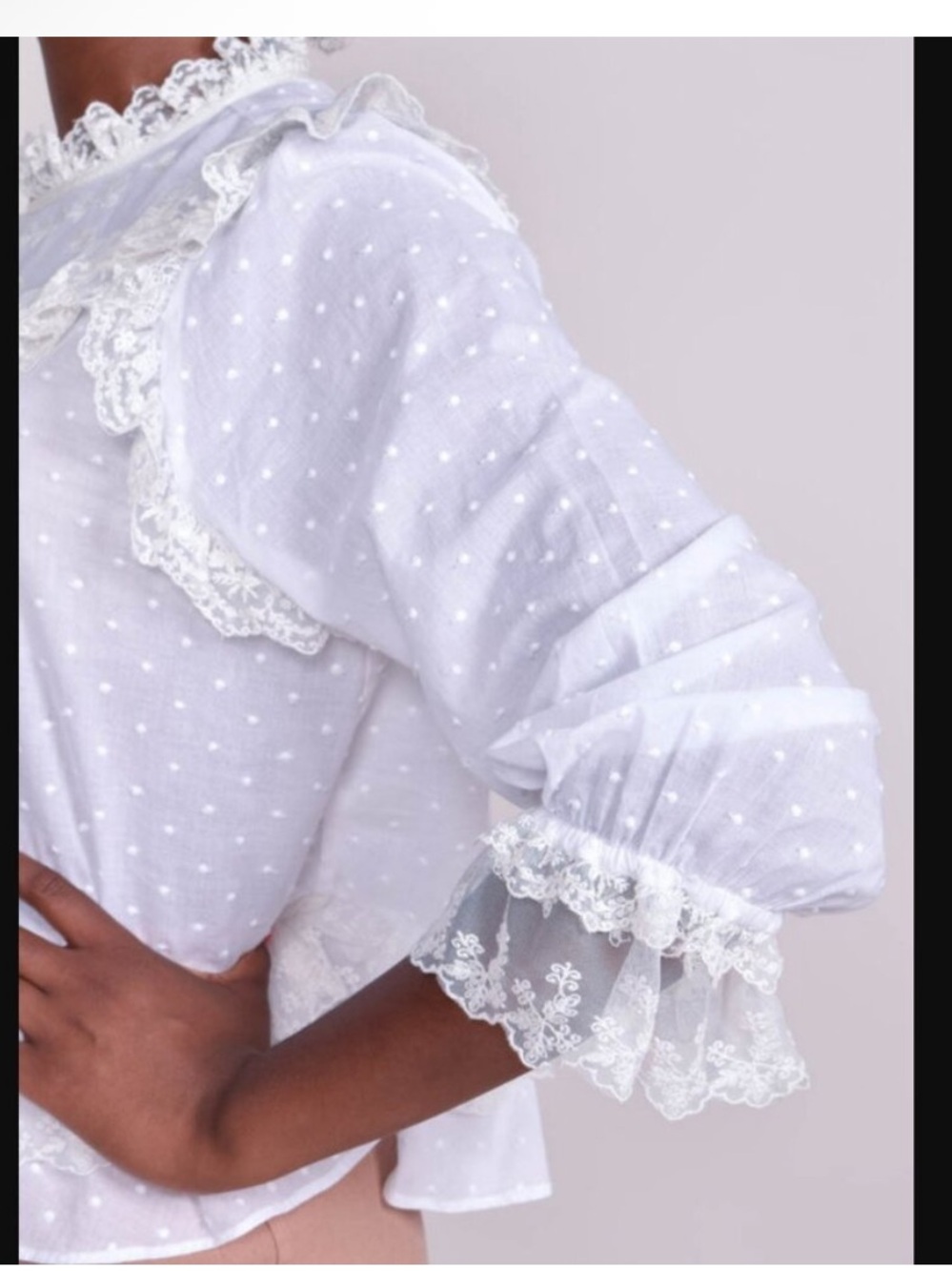 Ulla Johnson White Noemie Victorian Ruffle Lace Blouse Swiss Dot Size 2 - Picture 5 of 11